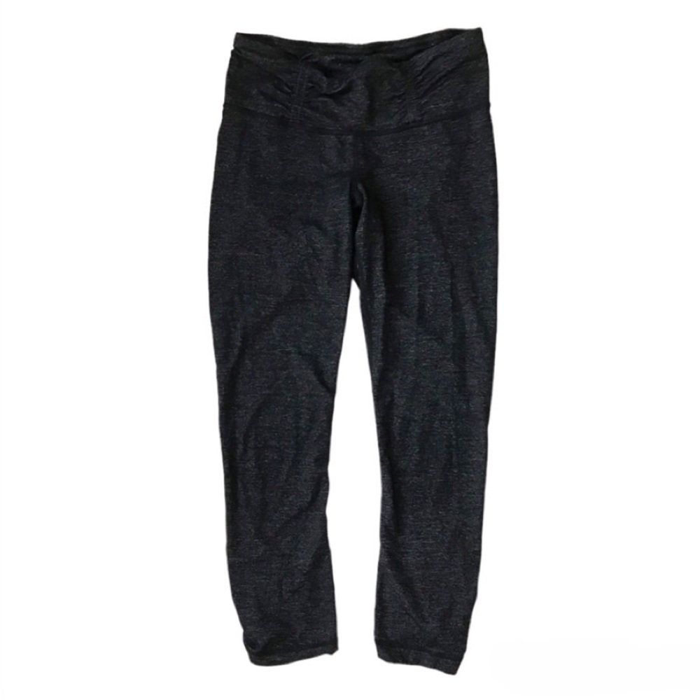 Lululemon Heathered Gray Ruched Crop Leggings Size 4 ruched/cinched waist band